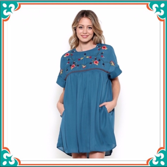 Babydoll Embroidered Boho Dress (only 1 left) - Picture 2 of 5